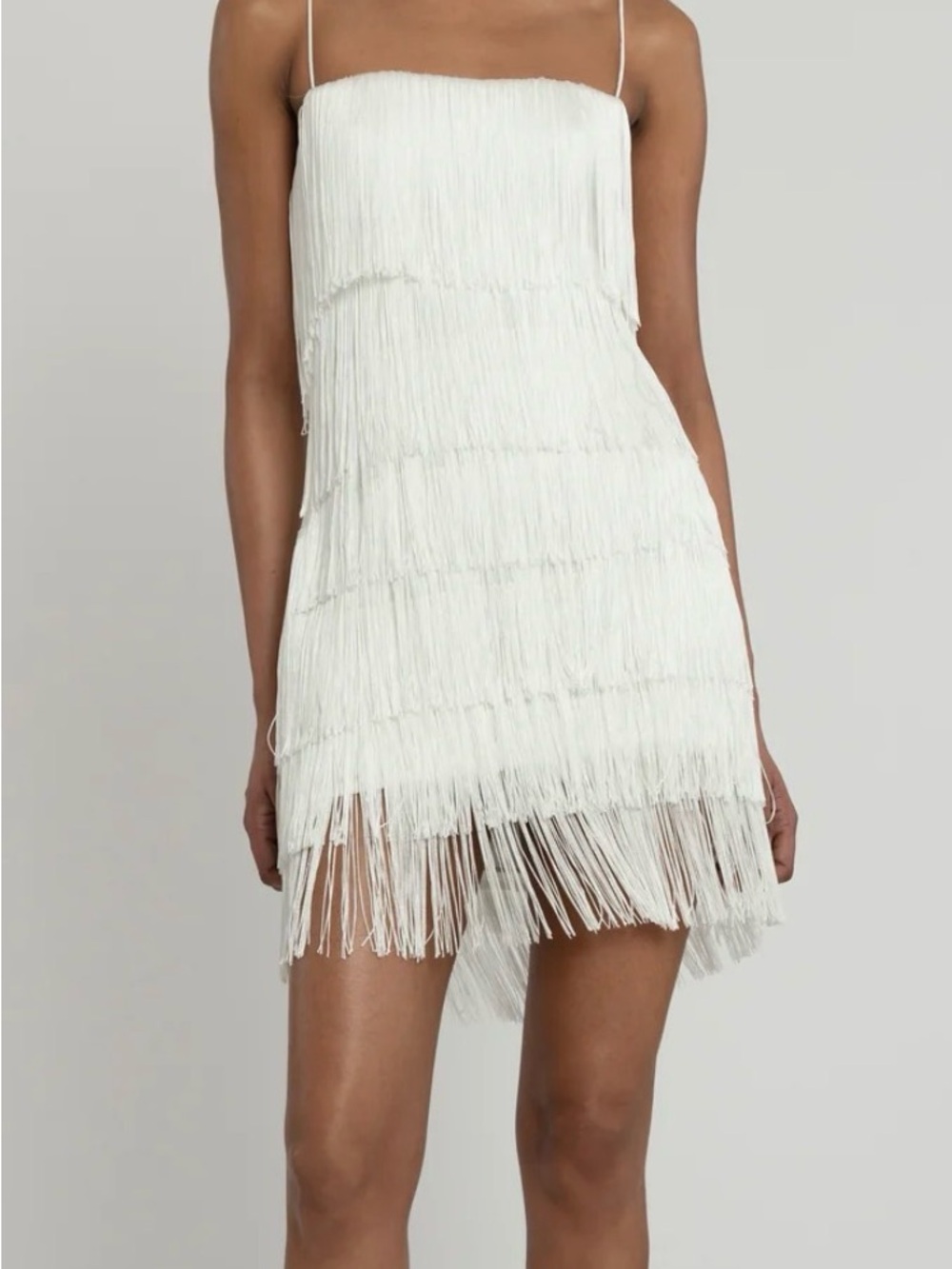 Jenny Yoo Tula Ivory Fringe Mini Dress Bridal Bachelorette Flapper 1920s
